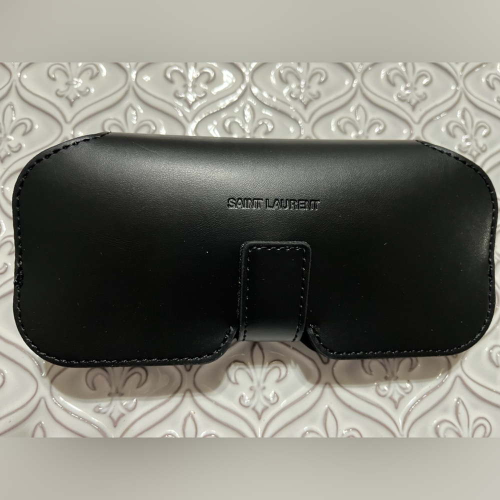 Saint Laurent Black Leather Eyewear Holder (Glasses not included)